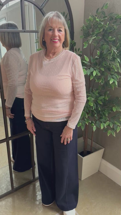 BLUSH PINK SHEER FLORAL TEXTURE TOP