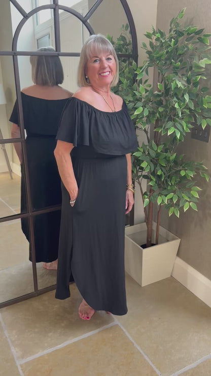 BLACK OFF SHOULDER SUMMER DRESS