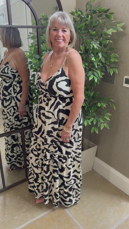 BLACK ABSTRACT MAXI DRESS