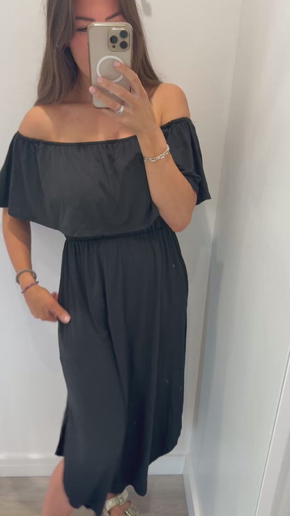 BLACK OFF SHOULDER SUMMER DRESS