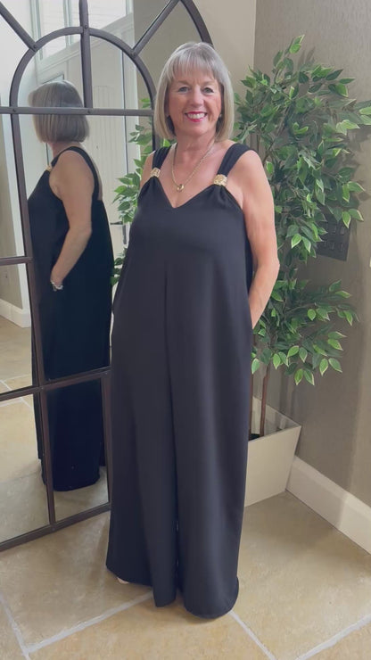 BLACK GOLD CLASP JUMPSUIT