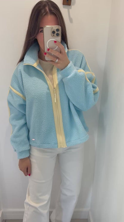 POWDER BLUE ZIP THROUGH FLEECE