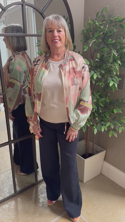 ABSTRACT PRINT ZIP THROUGH JACKET