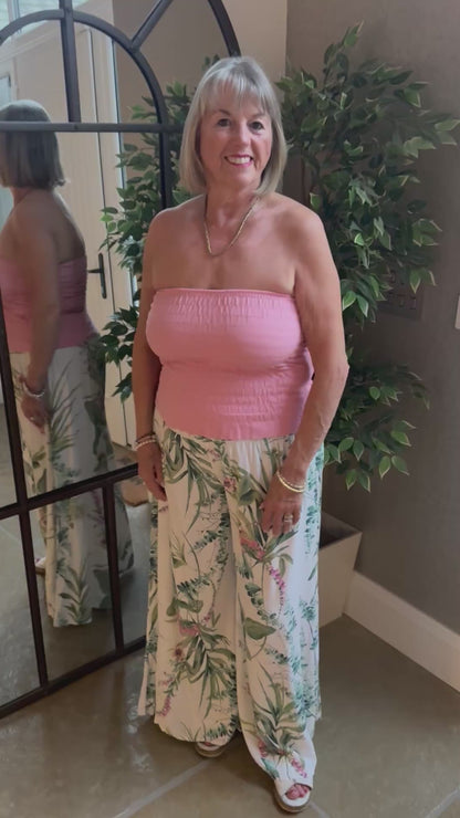 PINK SHIRRED BOOB TUBE