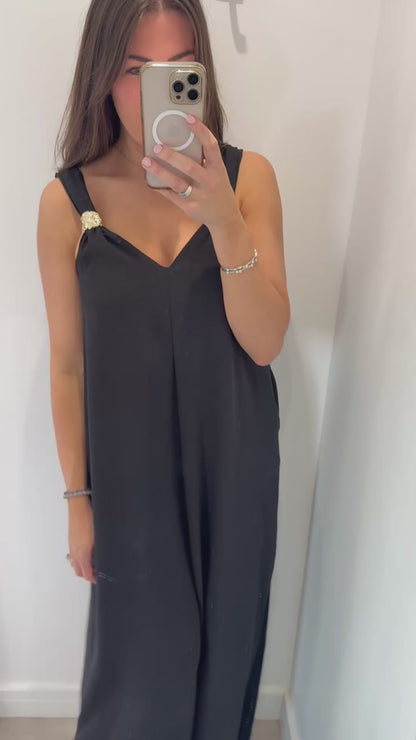 BLACK GOLD CLASP JUMPSUIT