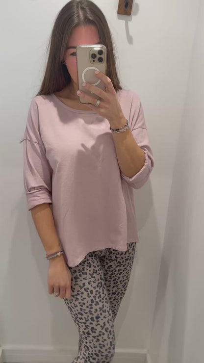 LILAC PINK ROLL SLEEVE SWEAT