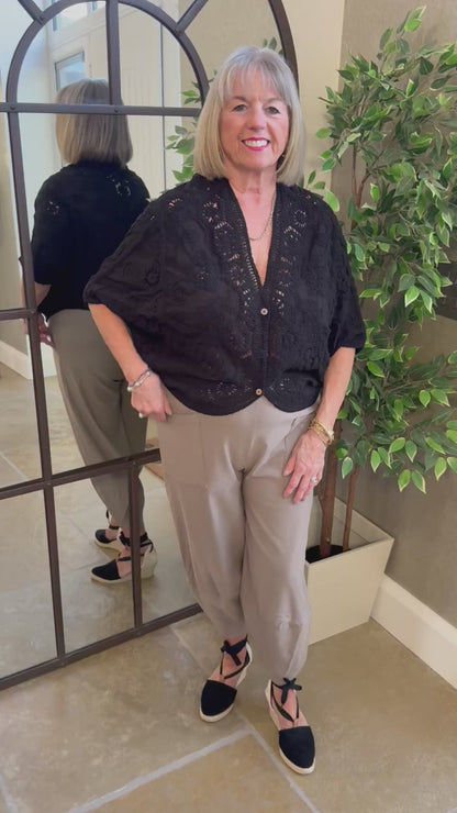 BLACK CROCHET CARDIGAN