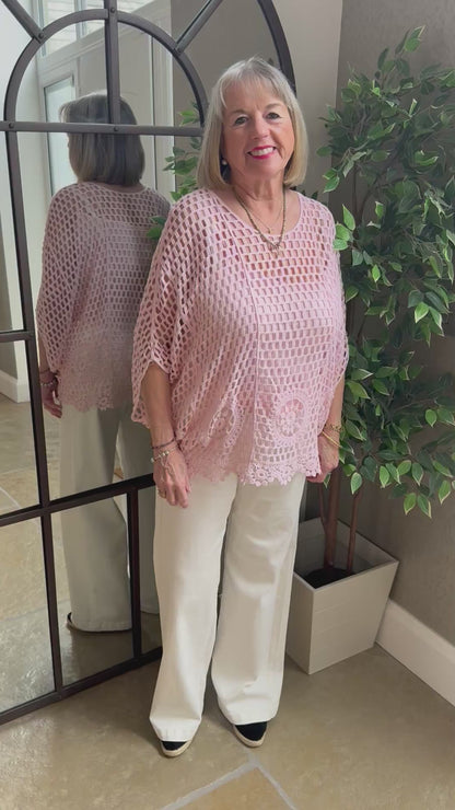 BLUSH CROCHET FLORAL 2-IN-1 TOP