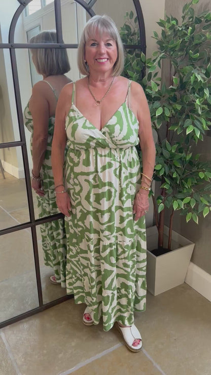 GREEN ABSTRACT MAXI DRESS