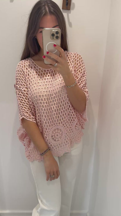 BLUSH CROCHET FLORAL 2-IN-1 TOP