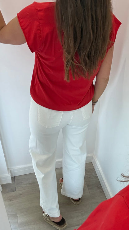 RED CAP SLEEVE TEE