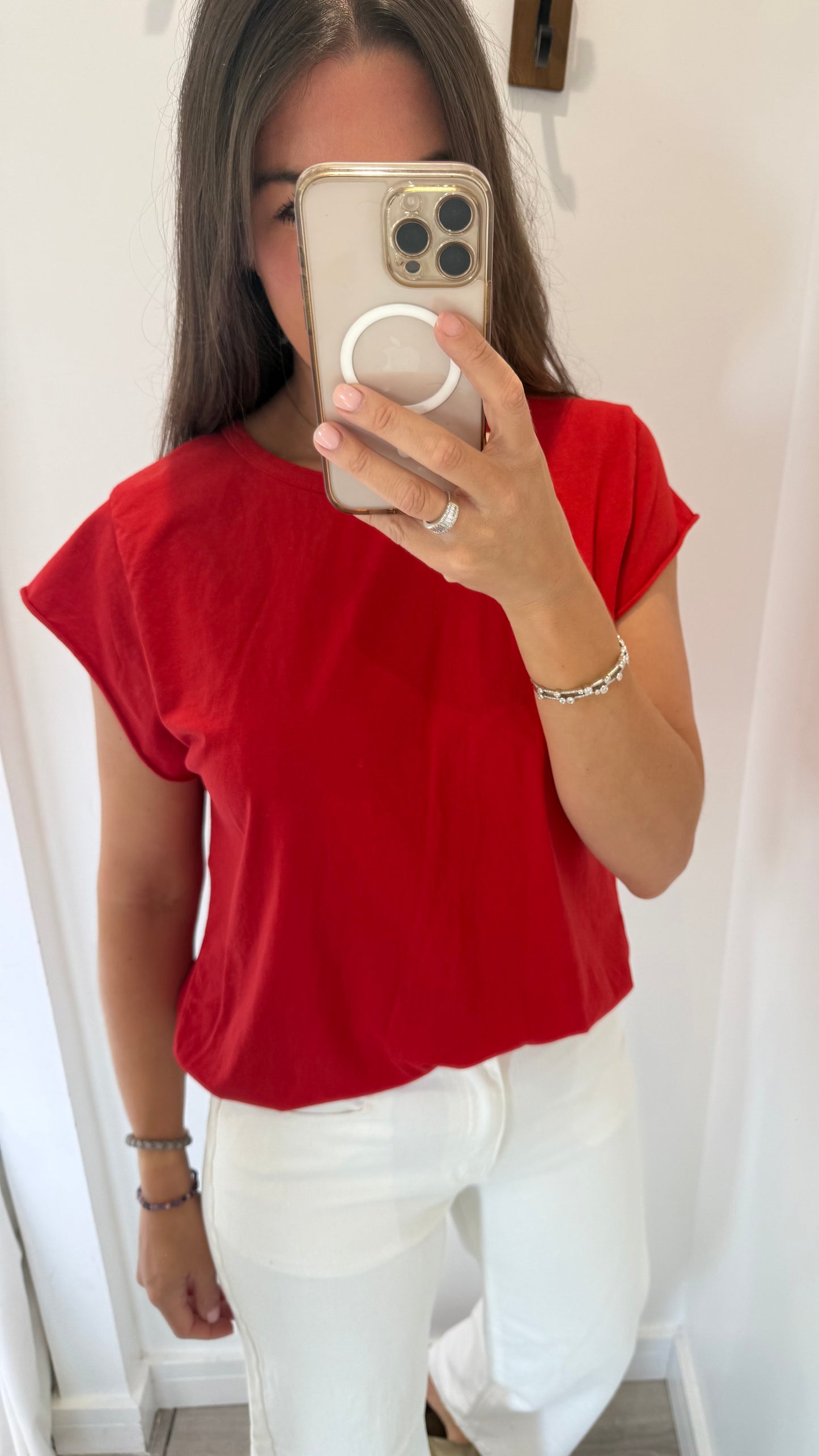 RED CAP SLEEVE TEE