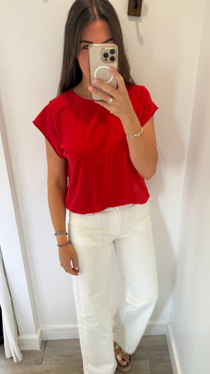 RED CAP SLEEVE TEE
