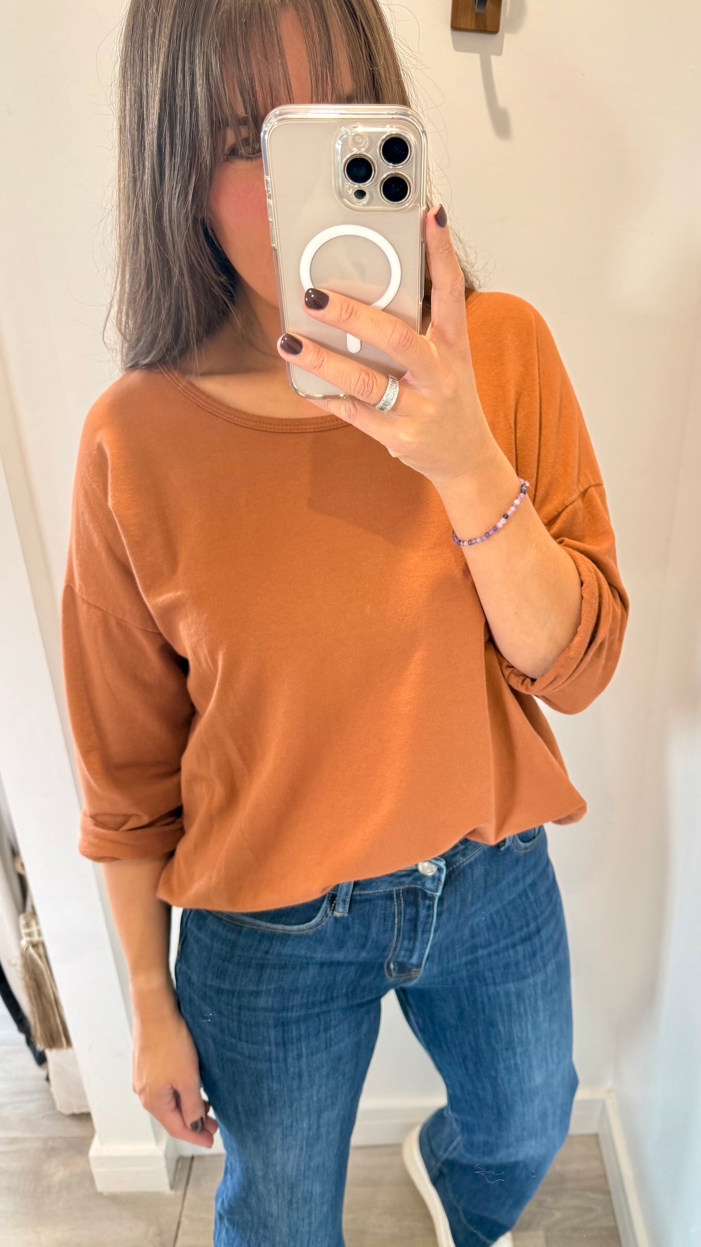 RUST ROLL SLEEVE SWEAT - BESTSELLER