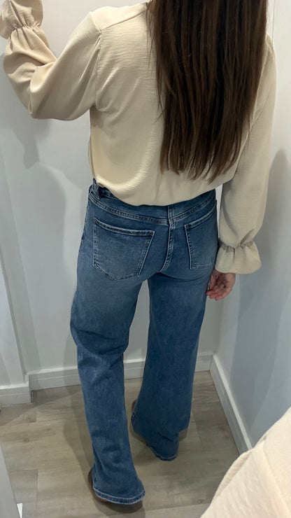 SAND FRILL CUFF V-NECK BLOUSE