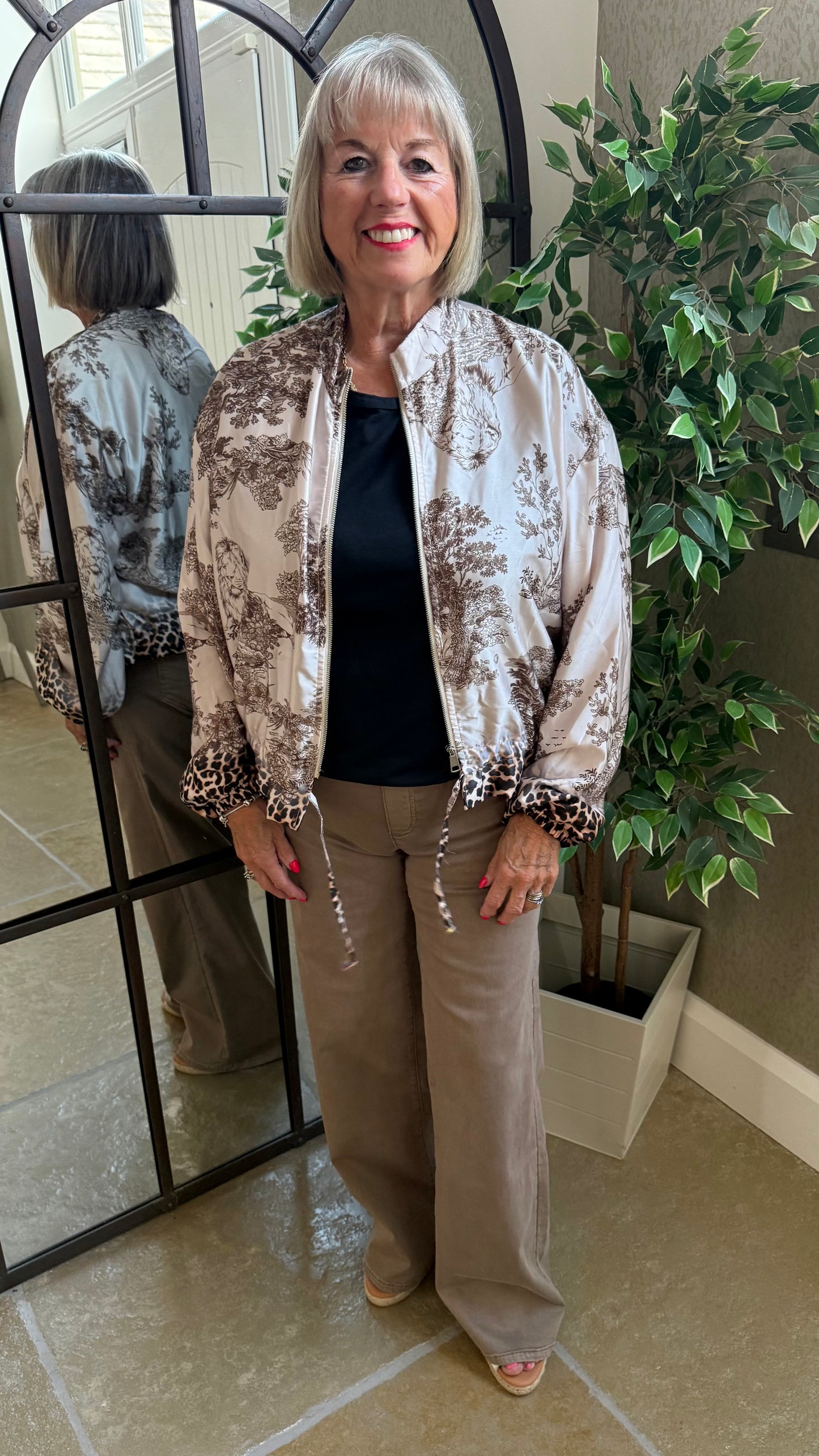 SILKY BOMBER JACKET – TOILE & LEOPARD PRINT